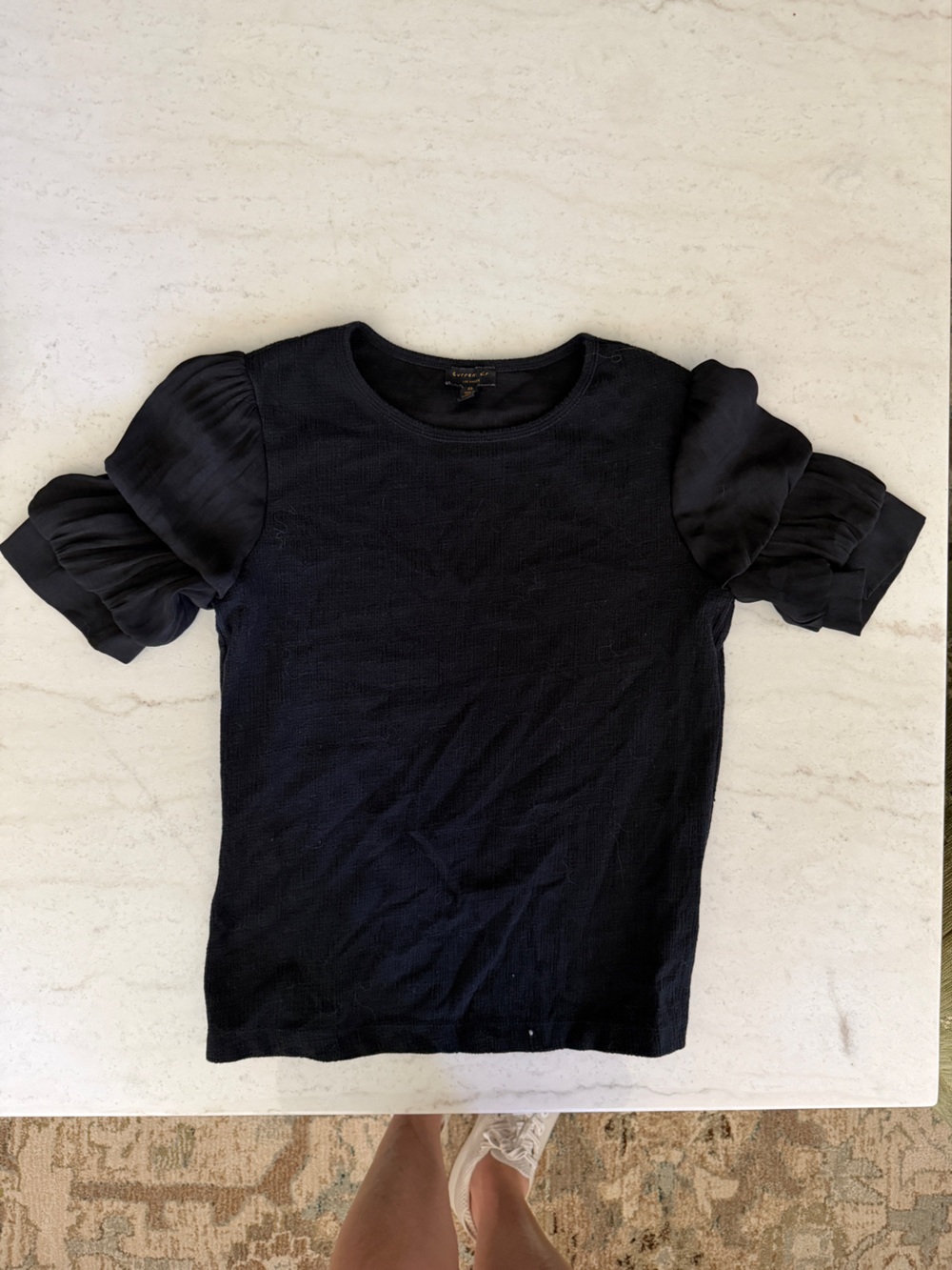 Current Air Black Puff-Sleeve Knit Top